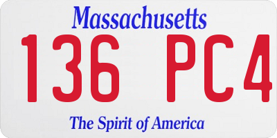 MA license plate 136PC4