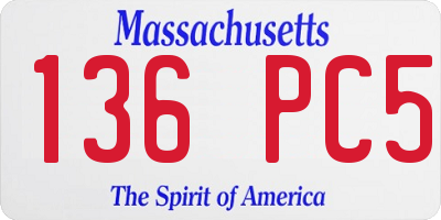 MA license plate 136PC5