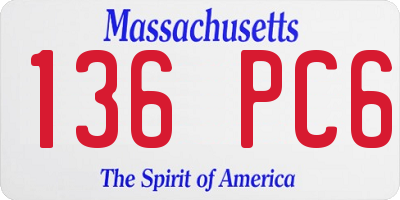 MA license plate 136PC6