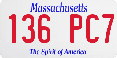 MA license plate 136PC7