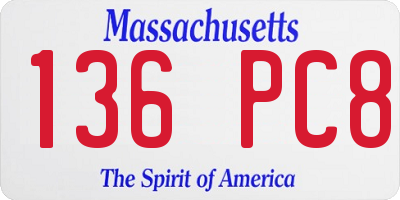 MA license plate 136PC8