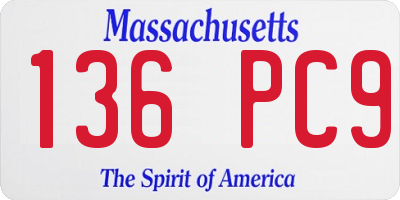 MA license plate 136PC9