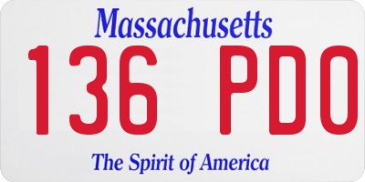 MA license plate 136PD0