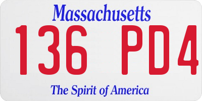 MA license plate 136PD4