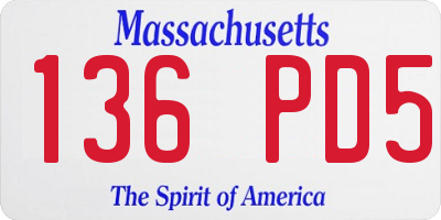MA license plate 136PD5