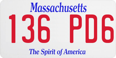 MA license plate 136PD6