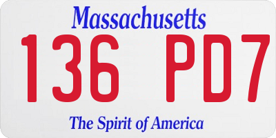 MA license plate 136PD7