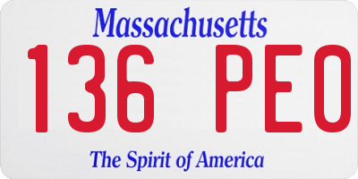 MA license plate 136PE0