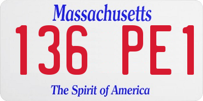 MA license plate 136PE1