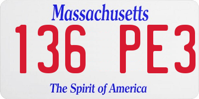MA license plate 136PE3