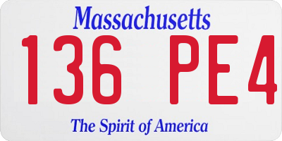 MA license plate 136PE4