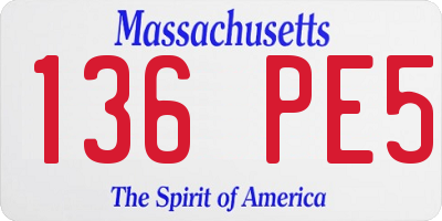 MA license plate 136PE5