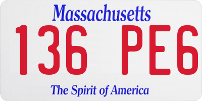 MA license plate 136PE6