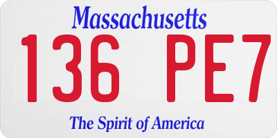 MA license plate 136PE7