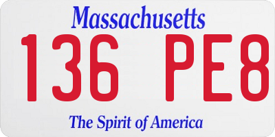 MA license plate 136PE8