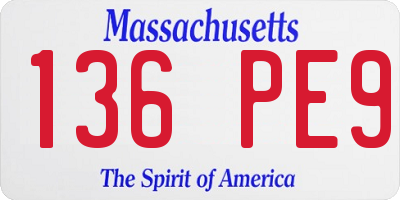MA license plate 136PE9