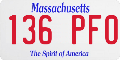 MA license plate 136PF0