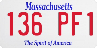 MA license plate 136PF1