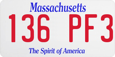 MA license plate 136PF3