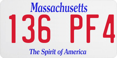 MA license plate 136PF4