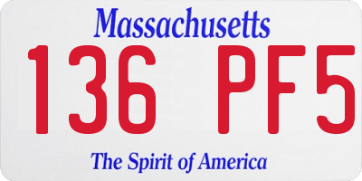 MA license plate 136PF5