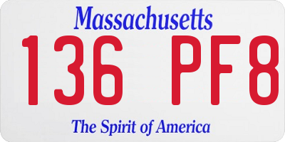 MA license plate 136PF8