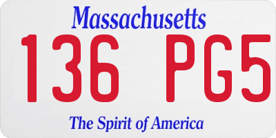 MA license plate 136PG5