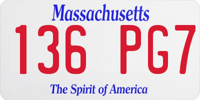 MA license plate 136PG7