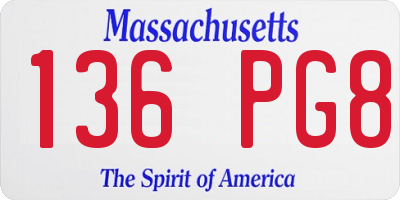 MA license plate 136PG8