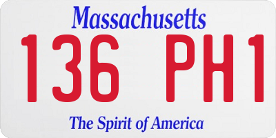 MA license plate 136PH1