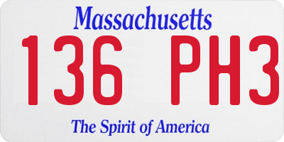 MA license plate 136PH3