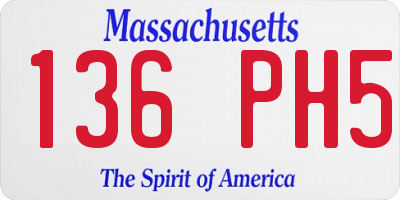 MA license plate 136PH5