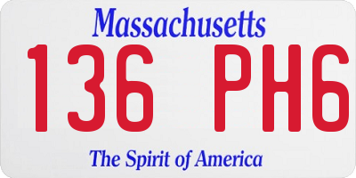 MA license plate 136PH6