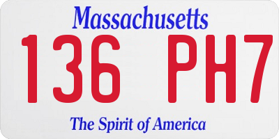 MA license plate 136PH7