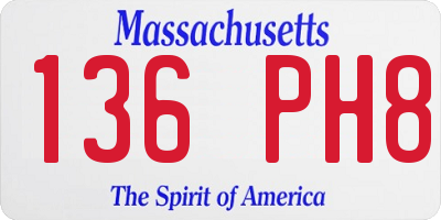 MA license plate 136PH8