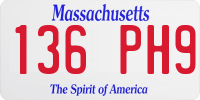 MA license plate 136PH9