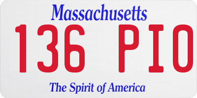 MA license plate 136PI0