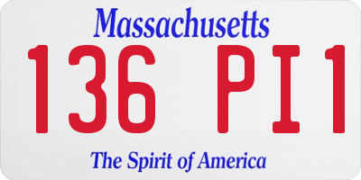 MA license plate 136PI1