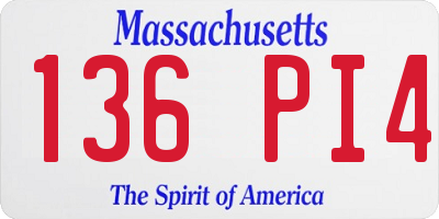 MA license plate 136PI4