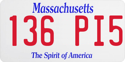MA license plate 136PI5