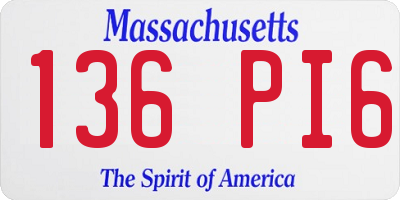 MA license plate 136PI6