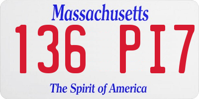 MA license plate 136PI7
