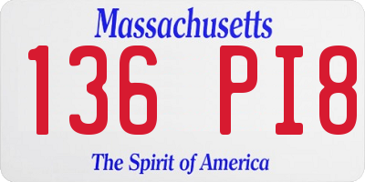 MA license plate 136PI8