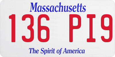 MA license plate 136PI9