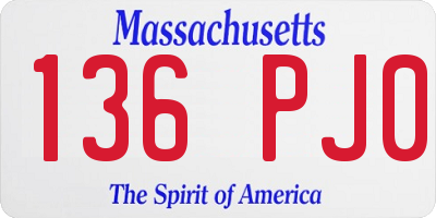 MA license plate 136PJ0