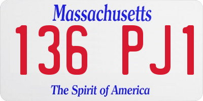 MA license plate 136PJ1
