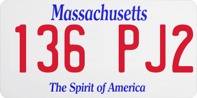MA license plate 136PJ2