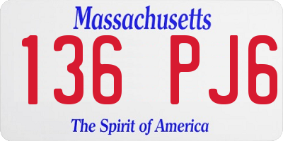 MA license plate 136PJ6