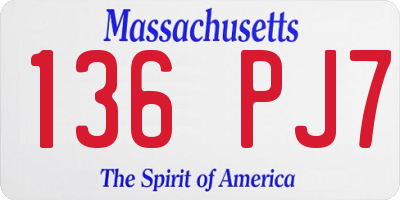 MA license plate 136PJ7