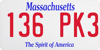 MA license plate 136PK3